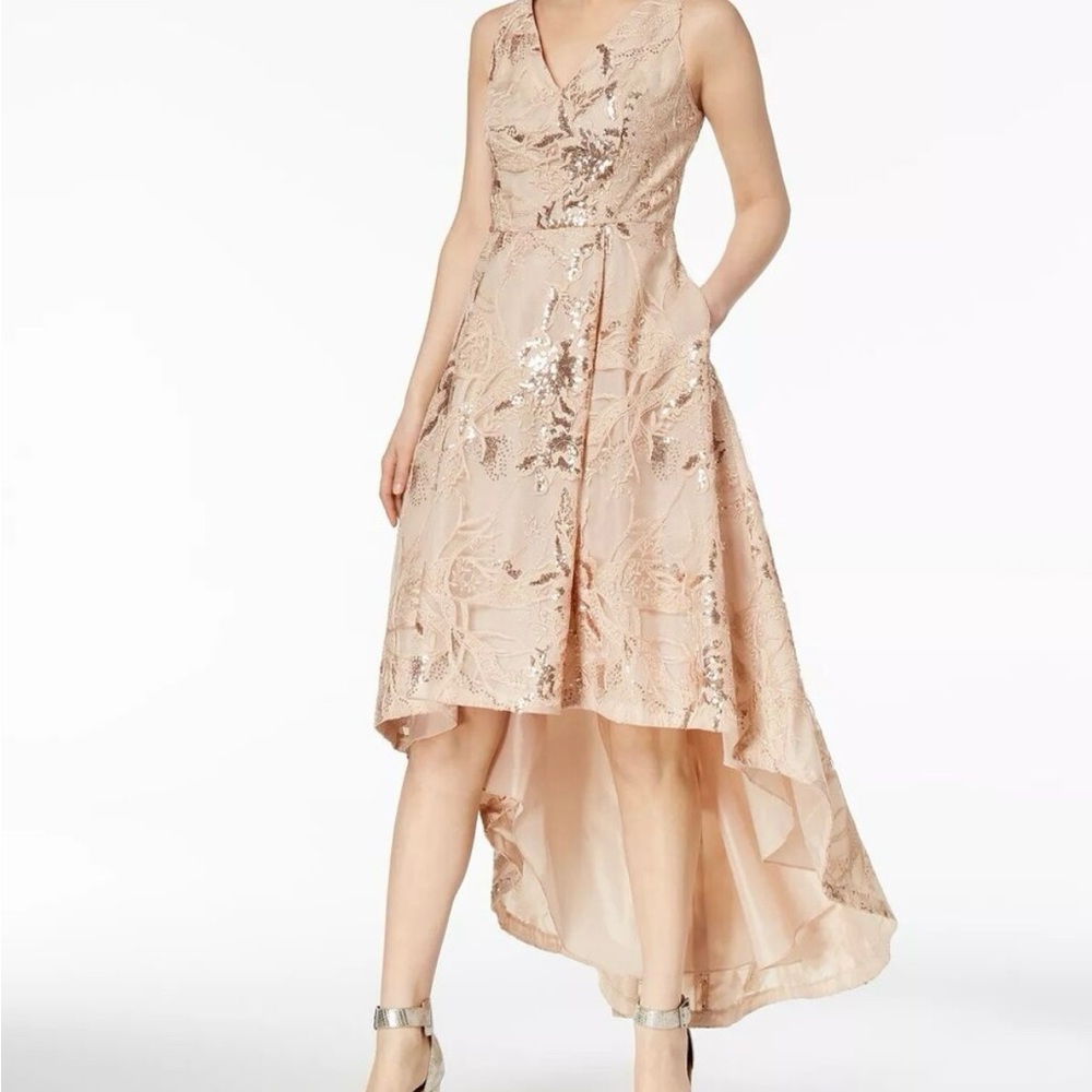 Calvin Klein Sequin Hi Low Dress Gown